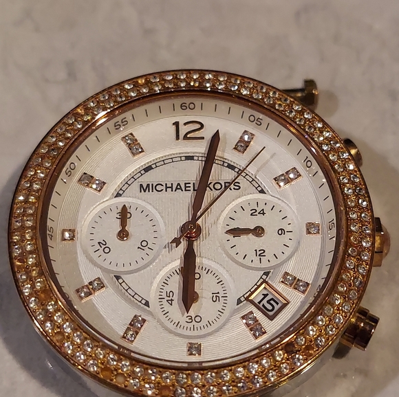 MICHAEL KORS PARKER MK5633 ROSE GOLD WATCH MOTHER OF PEARL FACE NEEDS NEW BAND - Picture 3 of 16